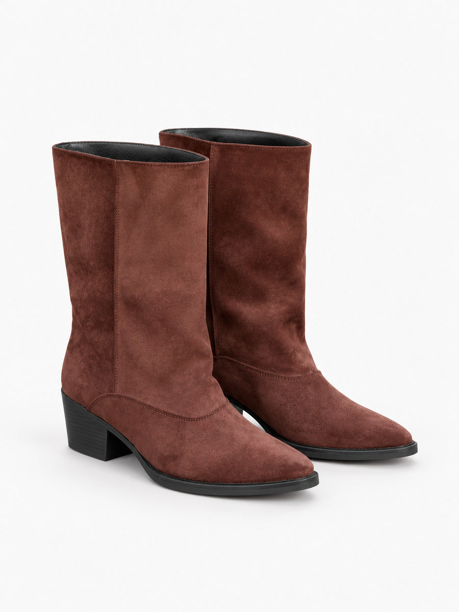 Candice – Botte mi-mollet femme – Marron — trois quarts