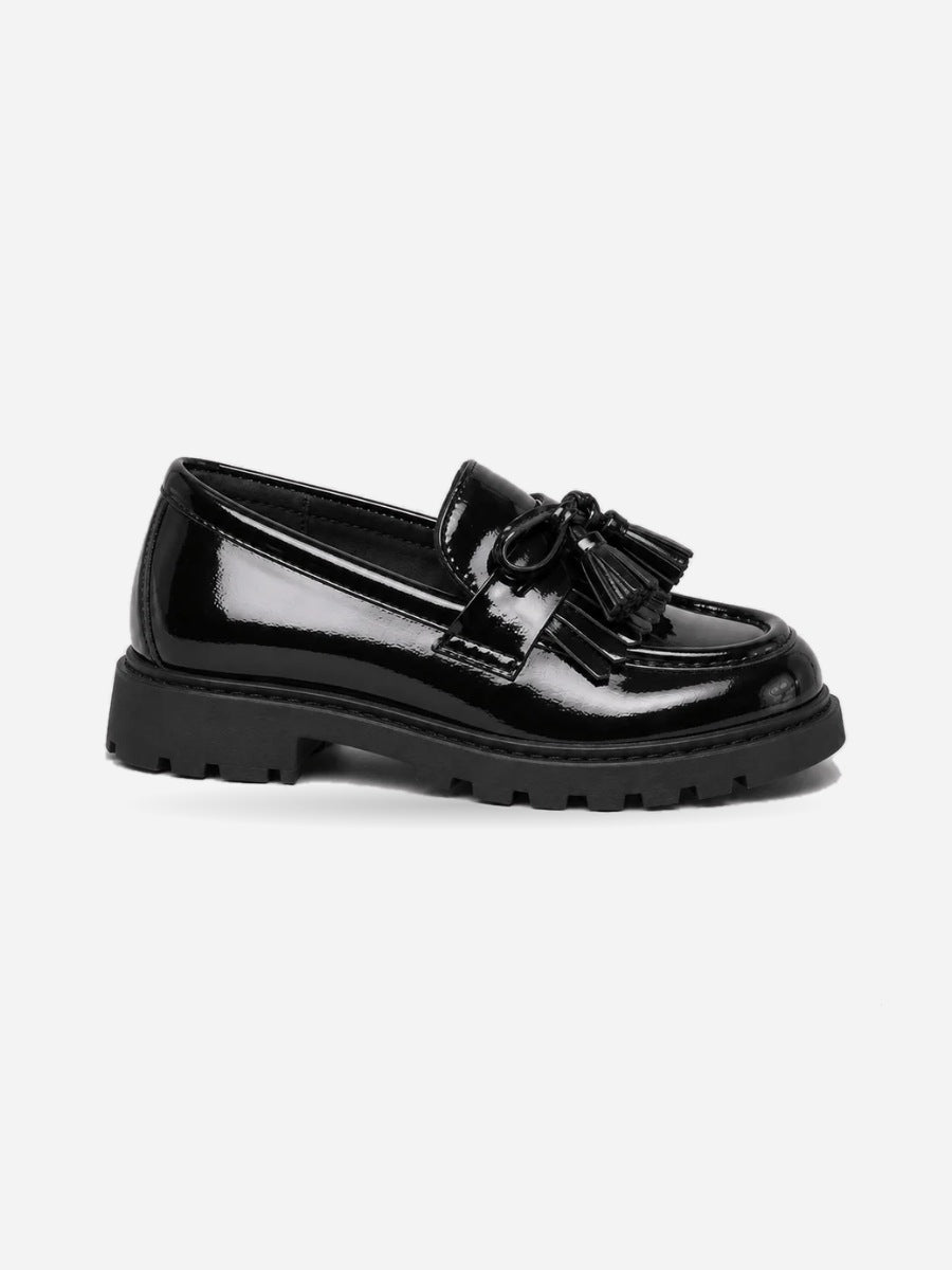Capucine – Ballerine à pampilles enfant fille – Noir — profil droit