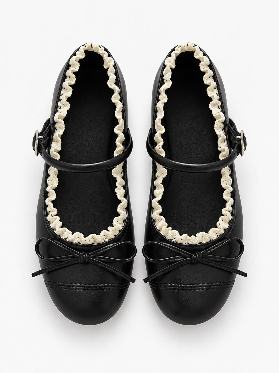 Anaïs-Rose – Babies en dentelle à bout rond femme – Noir — dessus