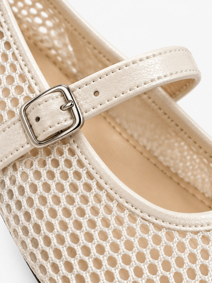 Axelle-Marie – Babies en filet femme – Beige — détail