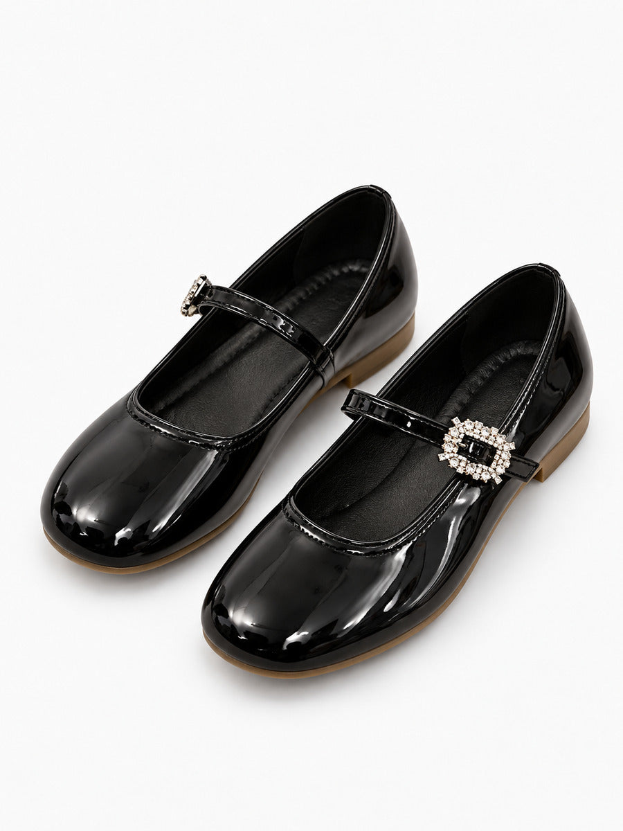 Axelle-Rose – Ballerine en cuir à bout rond femme – Noir — trois quarts