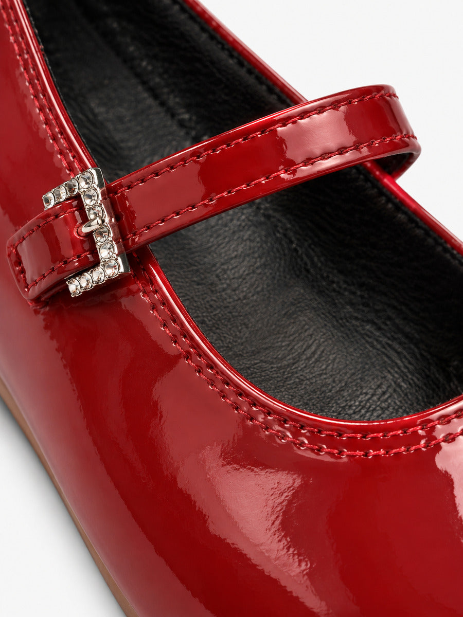 Axelle-Rose – Ballerine en cuir à bout rond femme – Rouge — détail