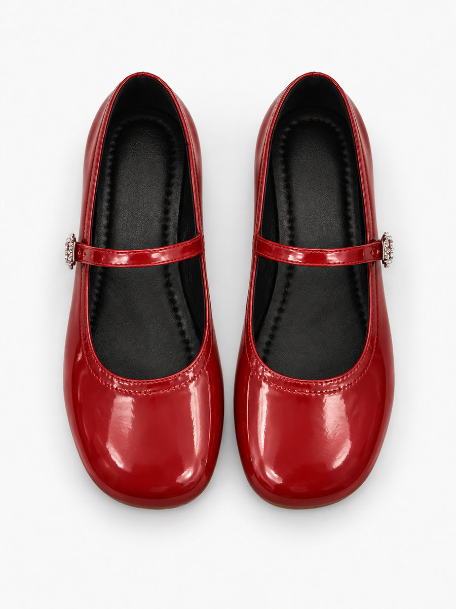 Axelle-Rose – Ballerine en cuir à bout rond femme – Rouge — dessus