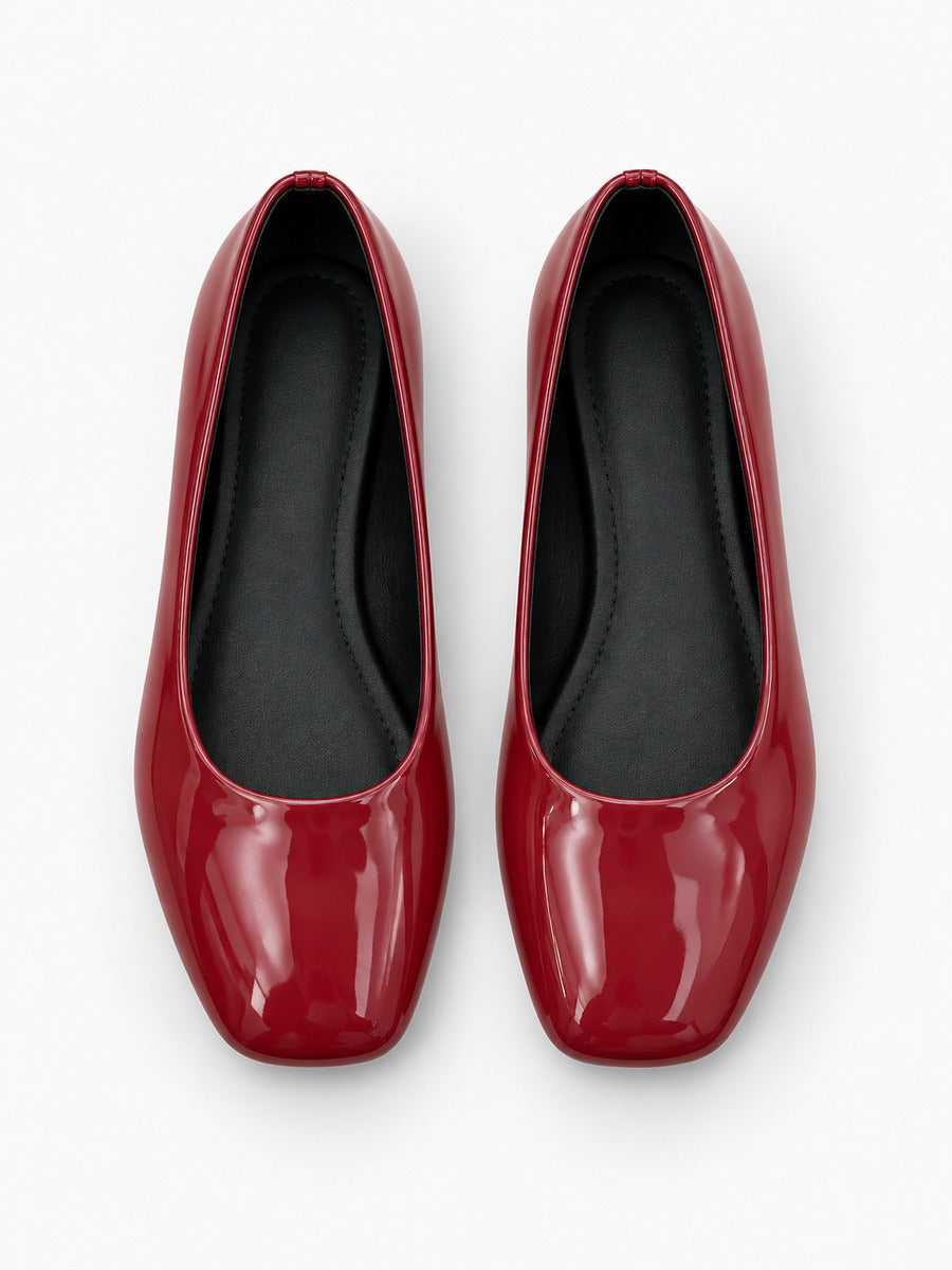 Élise-Marie – Ballerine à pois à enfiler femme – Rouge — dessus