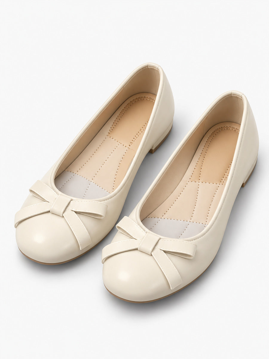 Marine-Marie – Babies mignonnes à nœud papillon femme – Beige — trois quarts