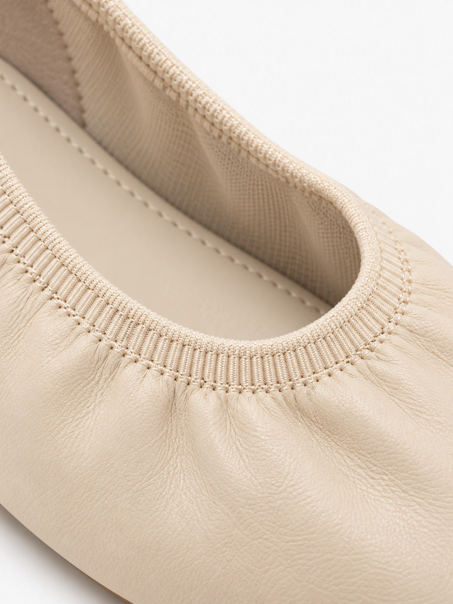 Marine-Rose – Ballerine en cuir souple confortable femme – Beige — détail