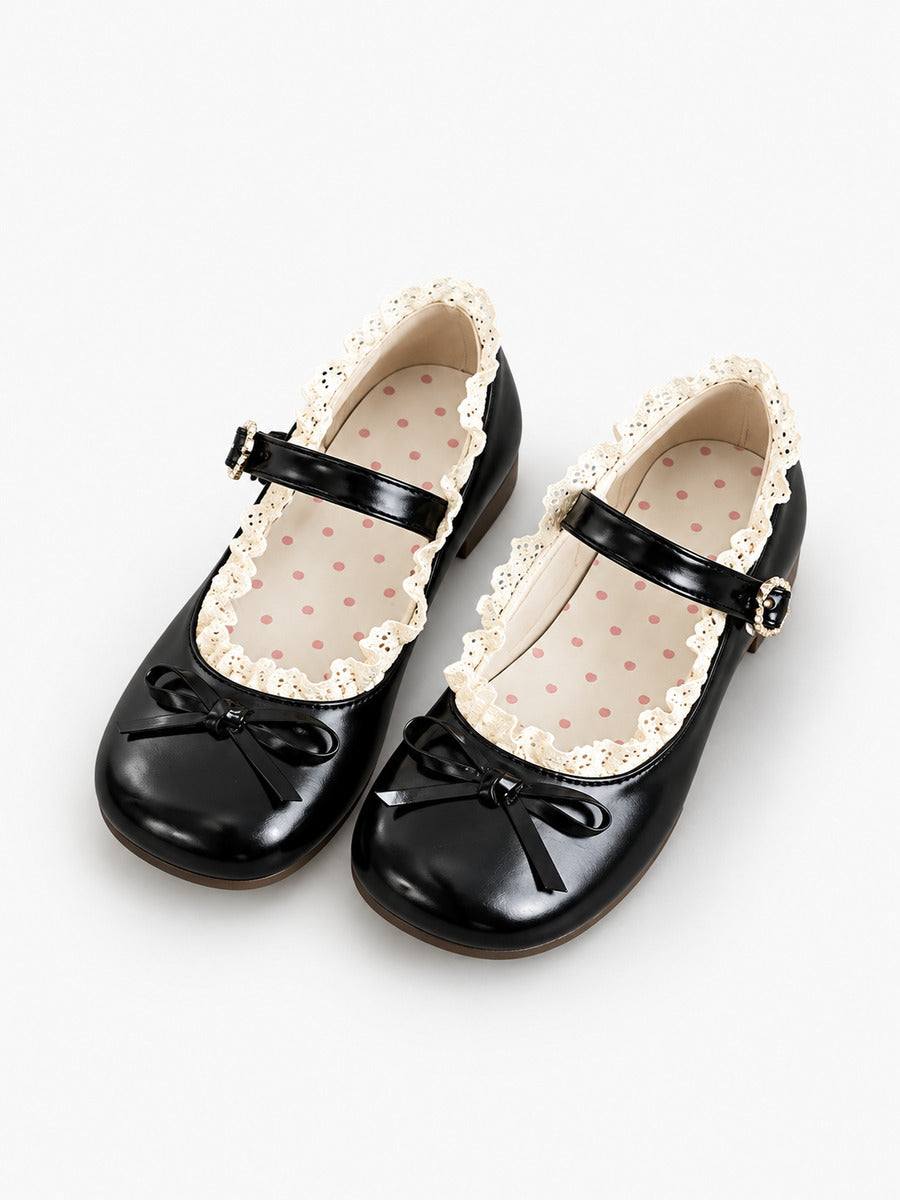 Maud-Marie – Ballerine mignonne à bout rond femme – Noir — trois quarts
