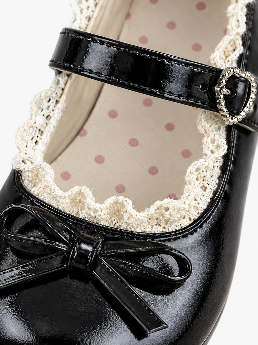 Maud-Marie – Ballerine mignonne à bout rond femme – Noir — détail