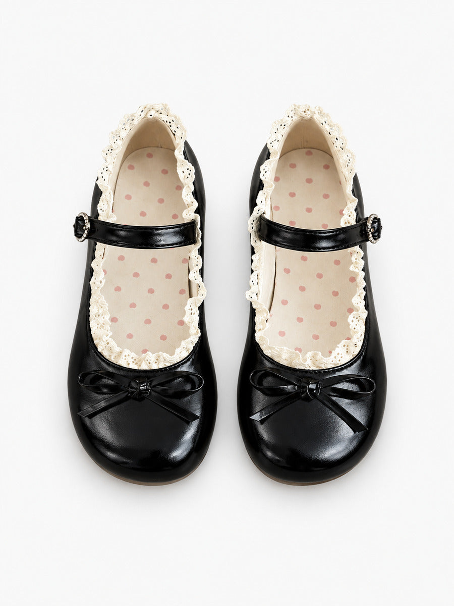 Maud-Marie – Ballerine mignonne à bout rond femme – Noir — dessus