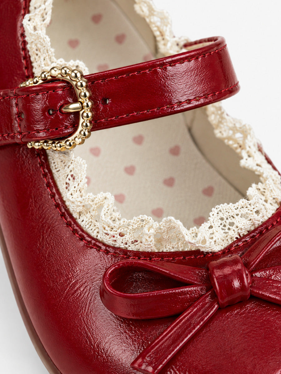 Maud-Marie – Ballerine mignonne à bout rond femme – Rouge bordeaux — détail