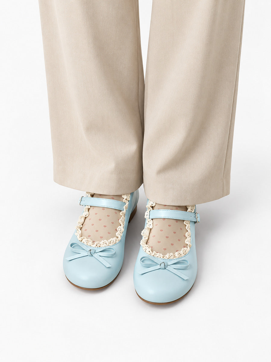 Maud-Marie – Ballerine mignonne à bout rond femme – Bleu — portée