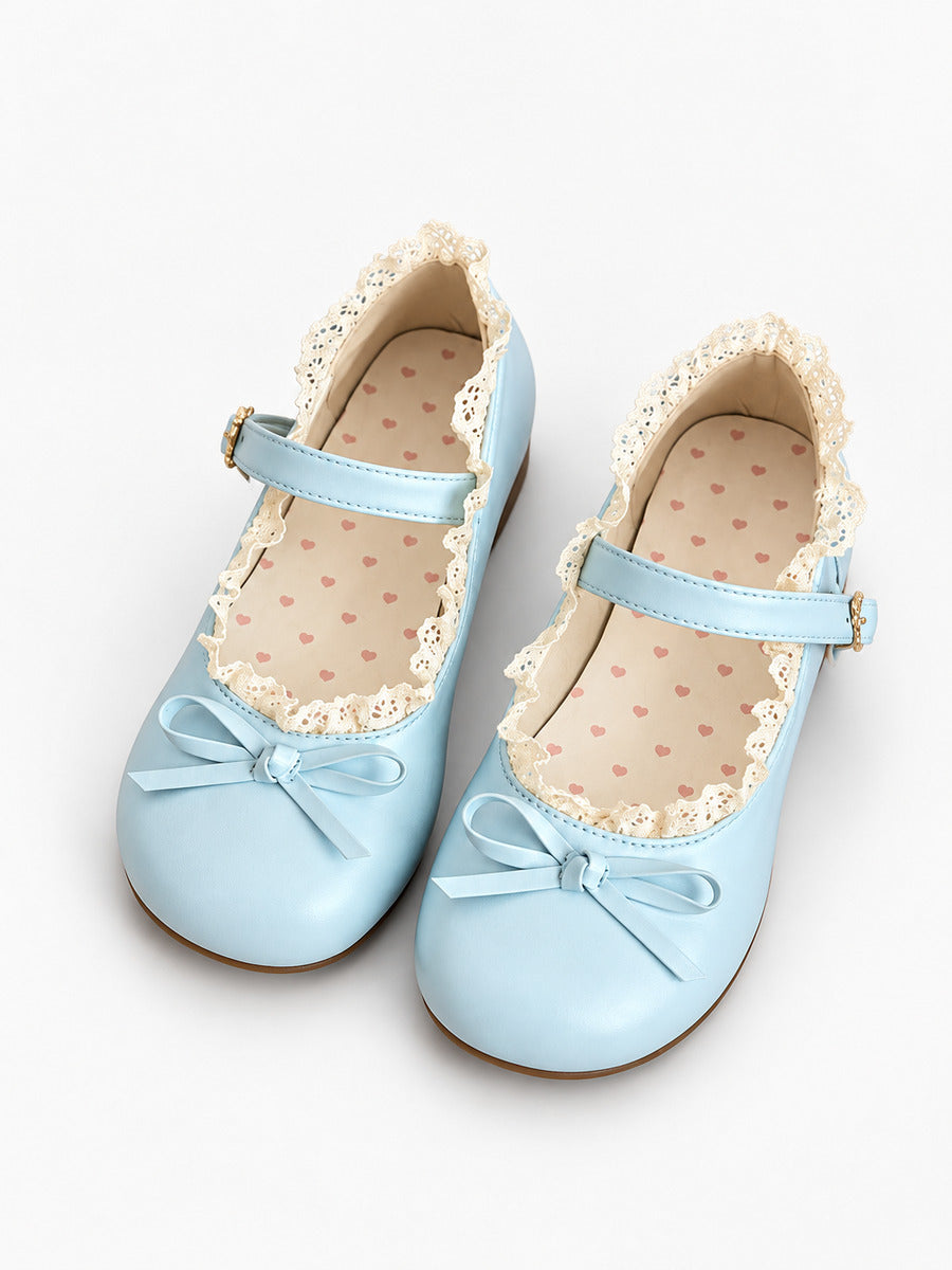 Maud-Marie – Ballerine mignonne à bout rond femme – Bleu — trois quarts