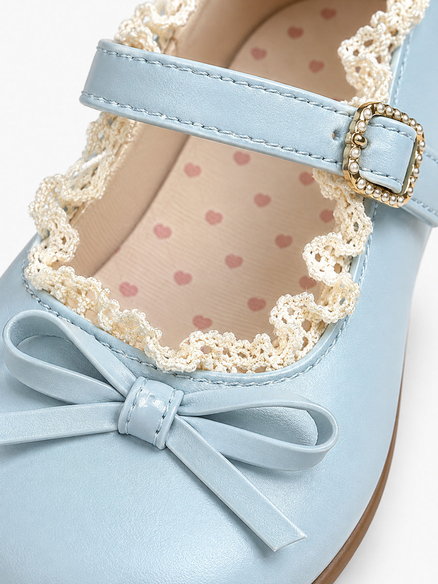 Maud-Marie – Ballerine mignonne à bout rond femme – Bleu — détail