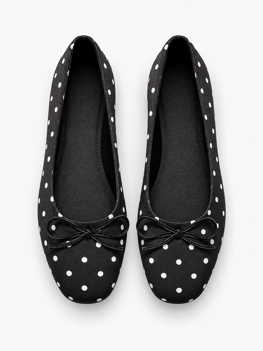 Maud-Rose – Ballerine à pois semelle souple femme – Noir — dessus