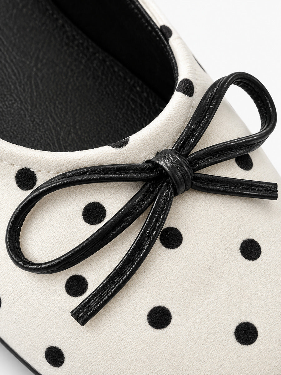 Maud-Rose – Ballerine à pois semelle souple femme – Beige — détail