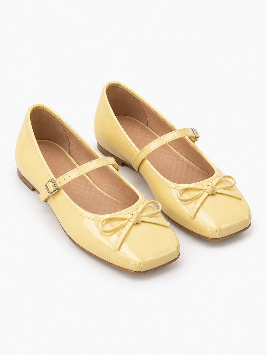 Mélanie-Marie – Babies légères à nœud papillon femme – Jaune — trois quarts