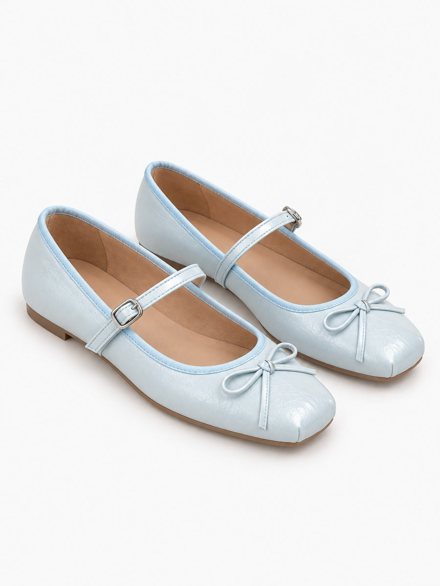 Mélanie-Marie – Babies légères à nœud papillon femme – Bleu ciel — trois quarts