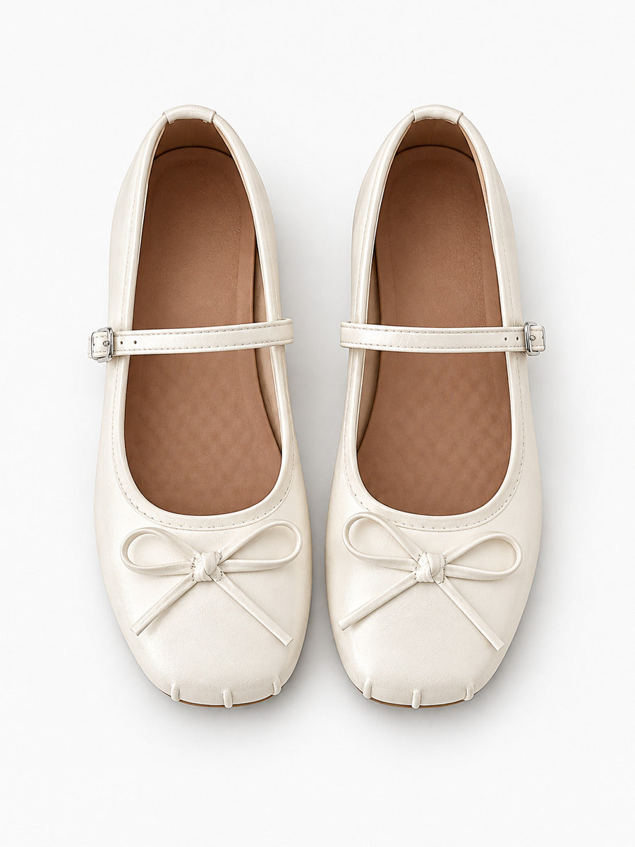 Mélanie-Marie – Babies légères à nœud papillon femme – Beige — dessus