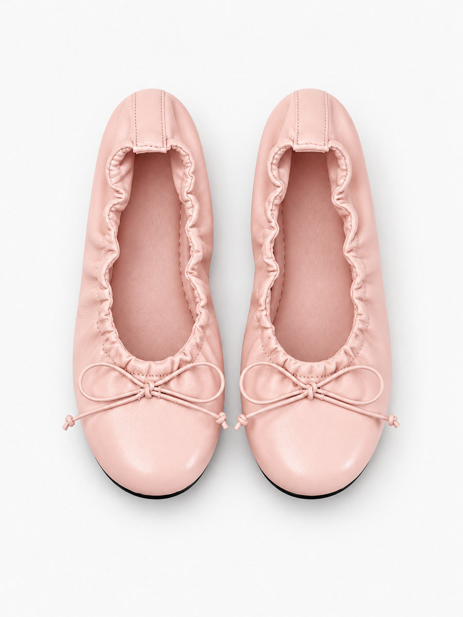 Mélanie-Rose – Babies en cuir souple à nœud femme – Rose — dessus