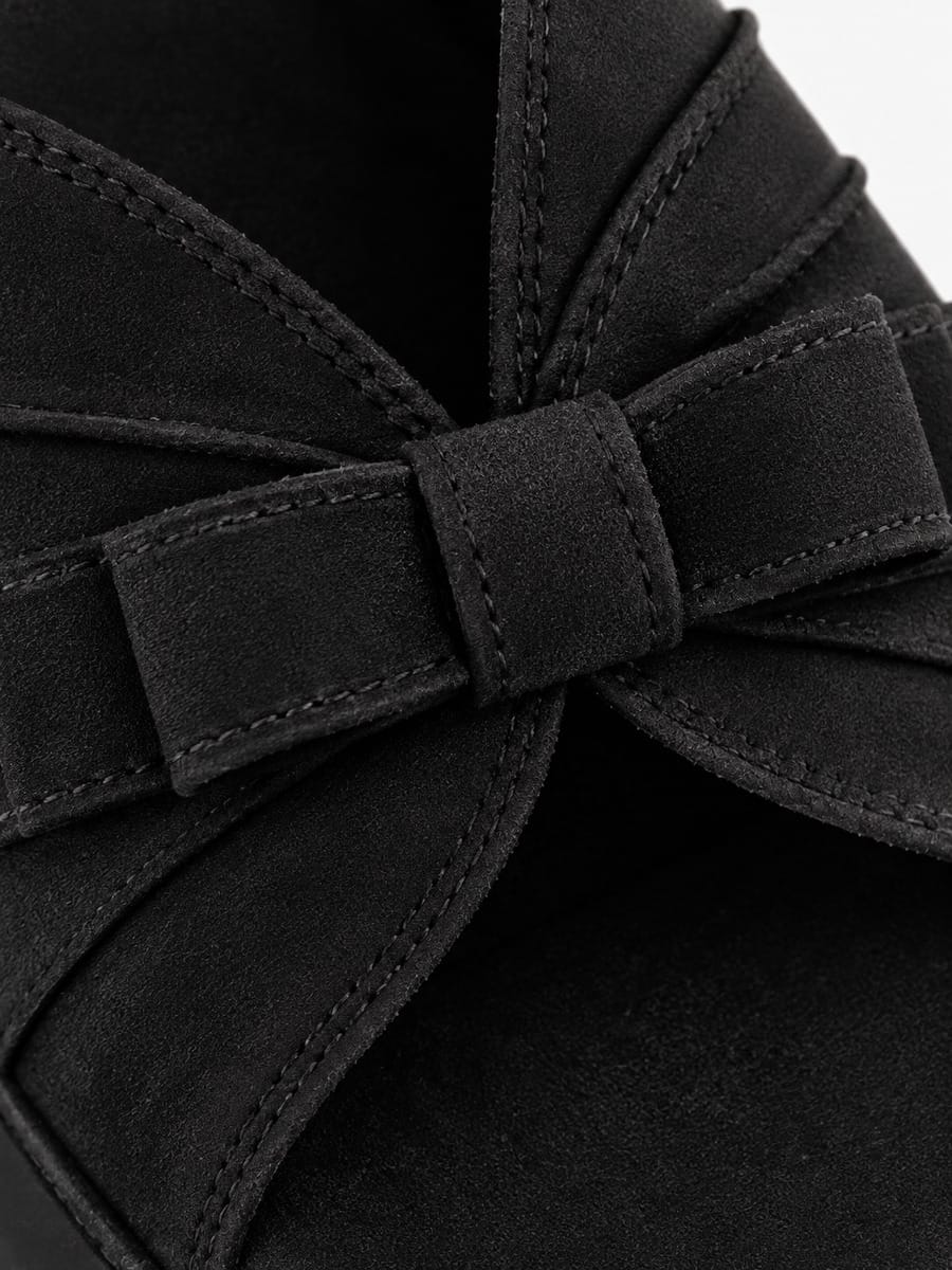 Morgane-Marie – Mule plateforme à nœud papillon femme – Noir — détail
