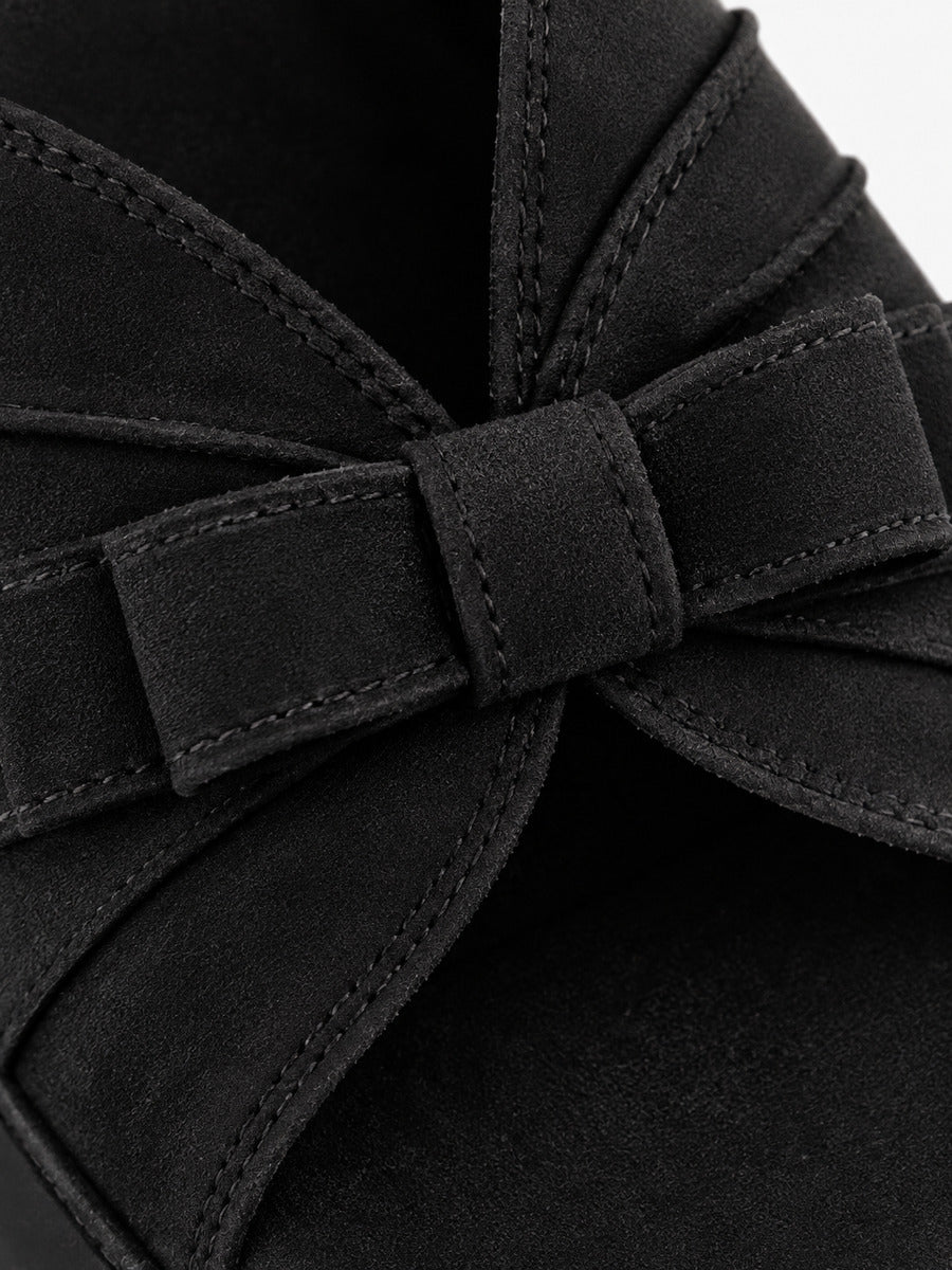 Morgane-Marie – Mule plateforme à nœud papillon femme – Noir — détail