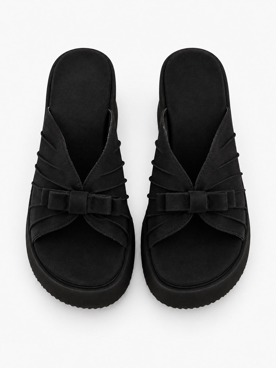 Morgane-Marie – Mule plateforme à nœud papillon femme – Noir — dessus
