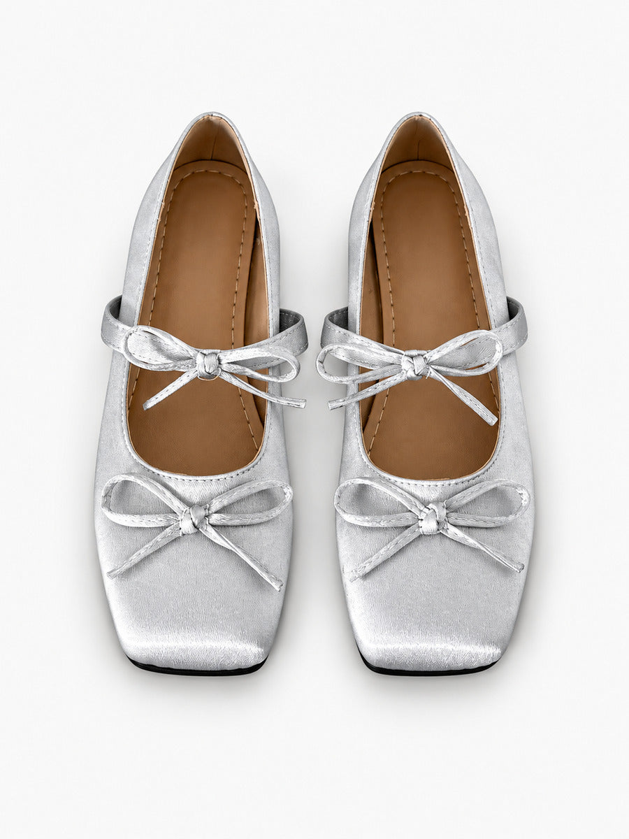 Morgane-Rose – Babies confort à nœud papillon femme – Argent — dessus