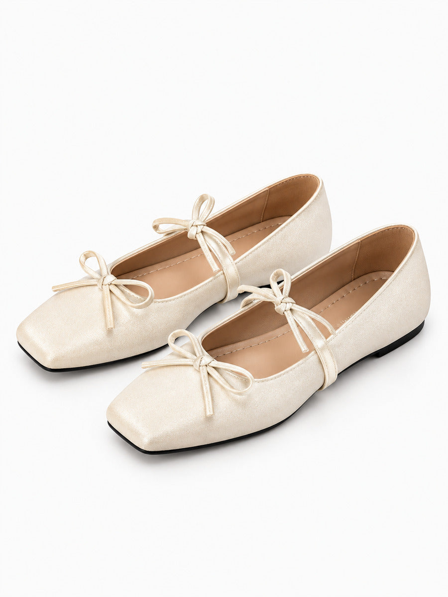 Morgane-Rose – Babies confort à nœud papillon femme – Beige — trois quarts