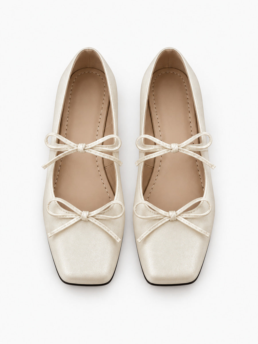 Morgane-Rose – Babies confort à nœud papillon femme – Beige — dessus