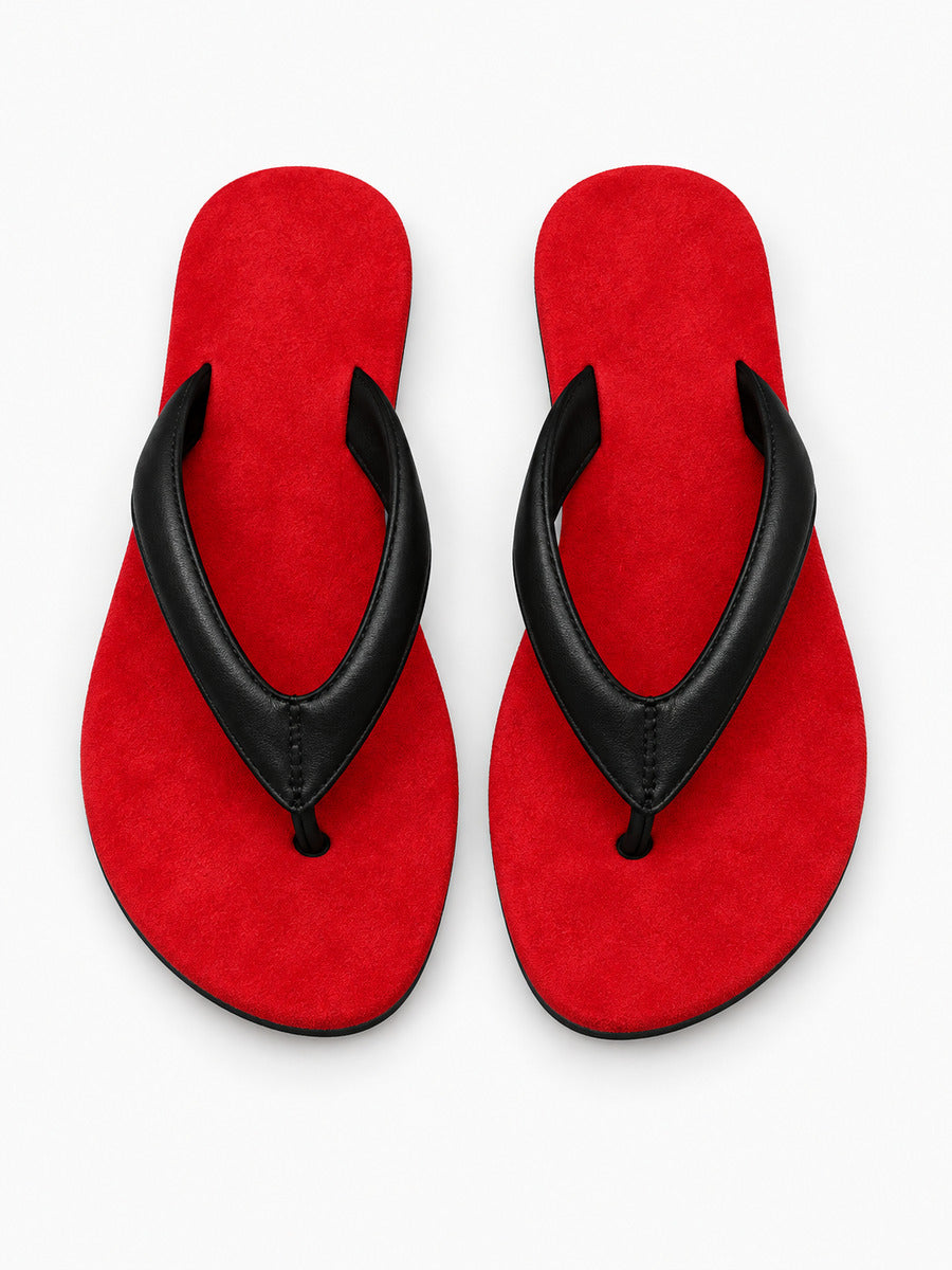 Nadia-Marie – Tong de plage antidérapante femme – Rouge — dessus