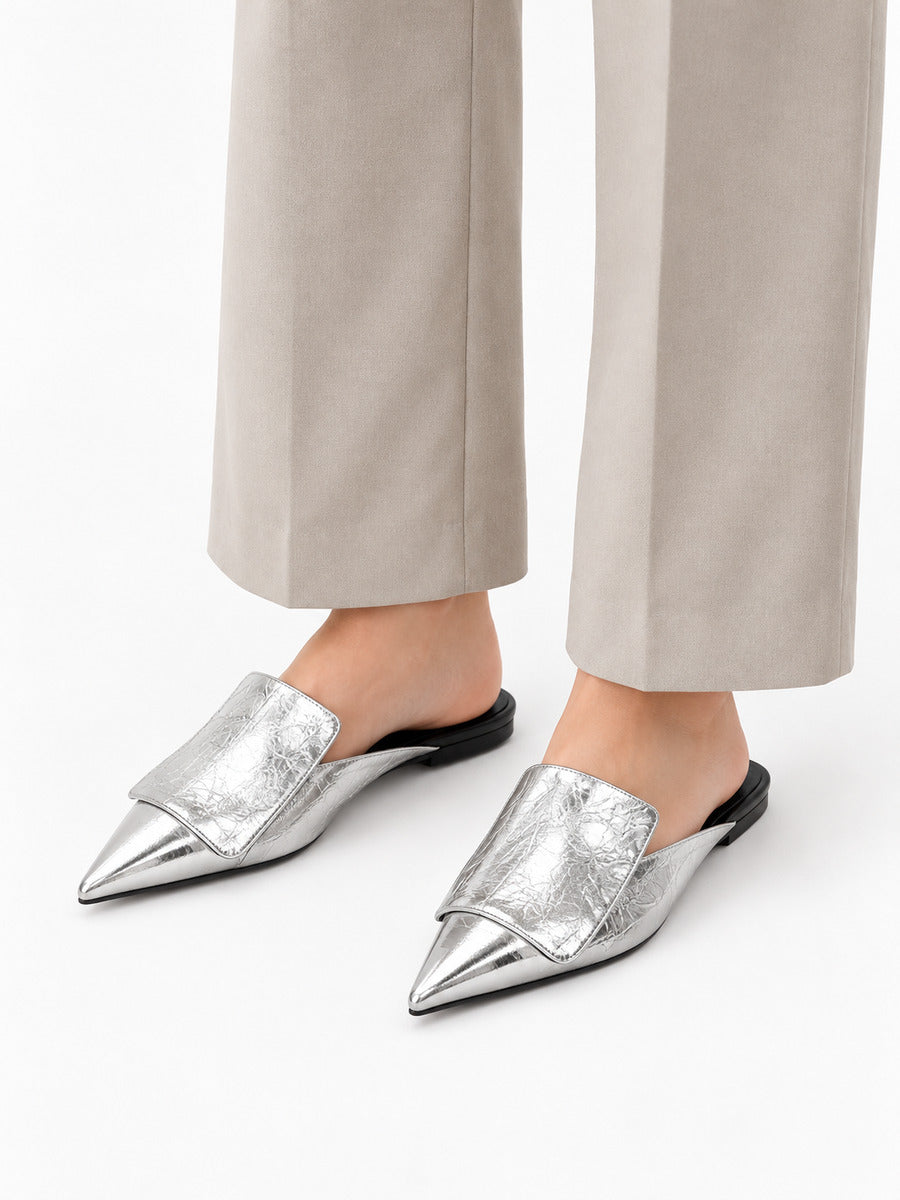 Nadia-Rose – Mule pointue à bride arrière femme – Argent — portée