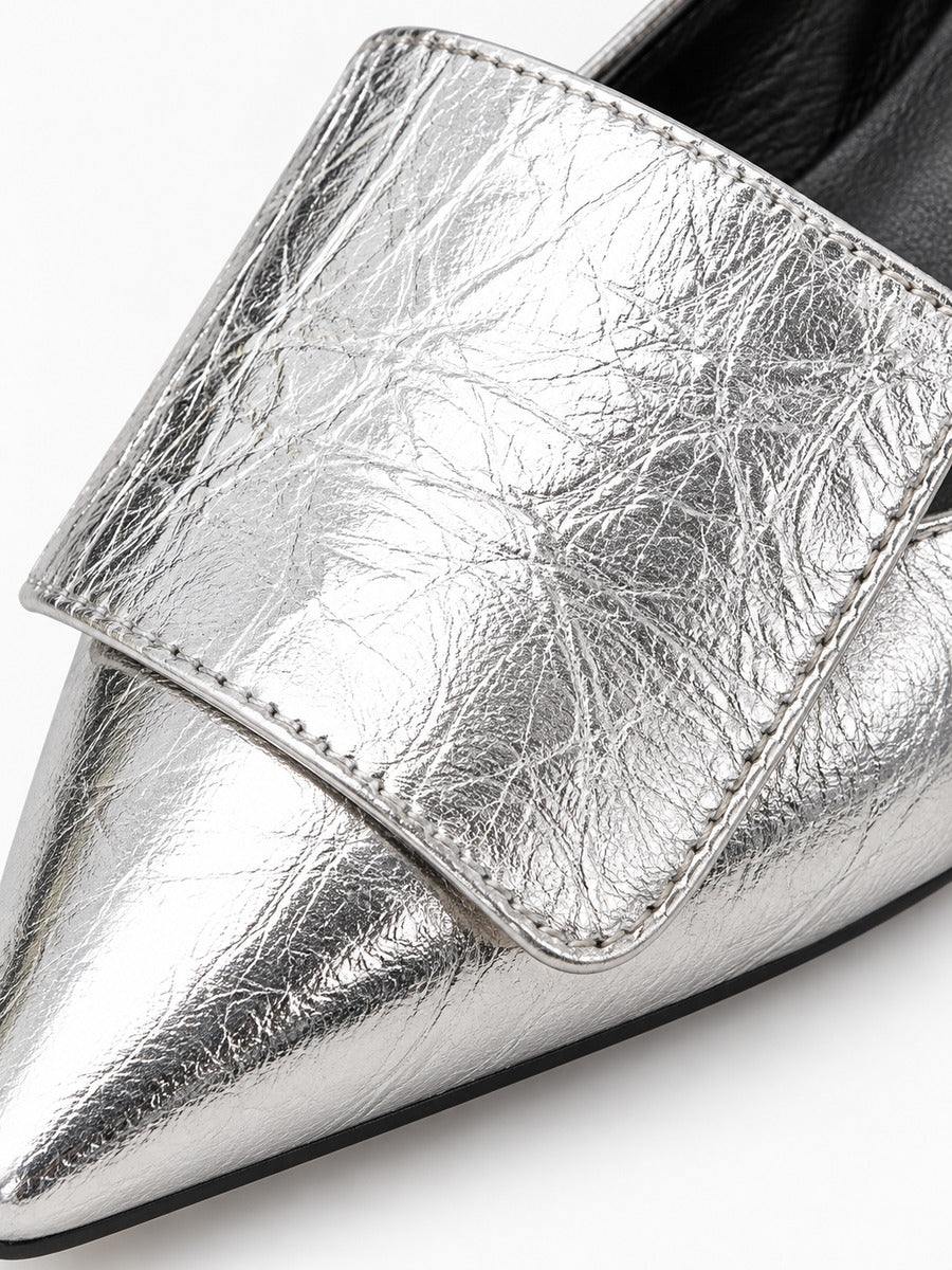 Nadia-Rose – Mule pointue à bride arrière femme – Argent — détail