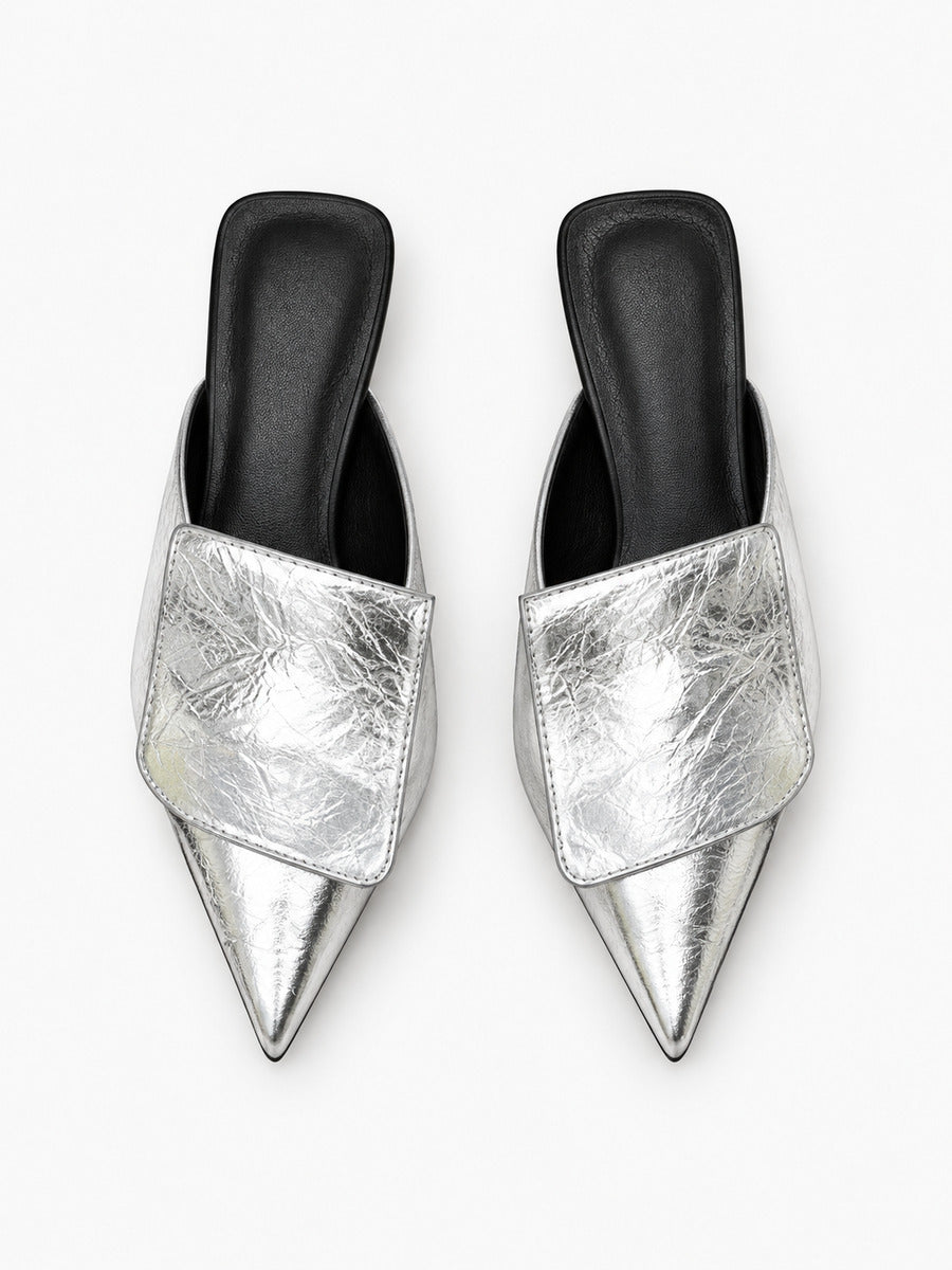 Nadia-Rose – Mule pointue à bride arrière femme – Argent — dessus