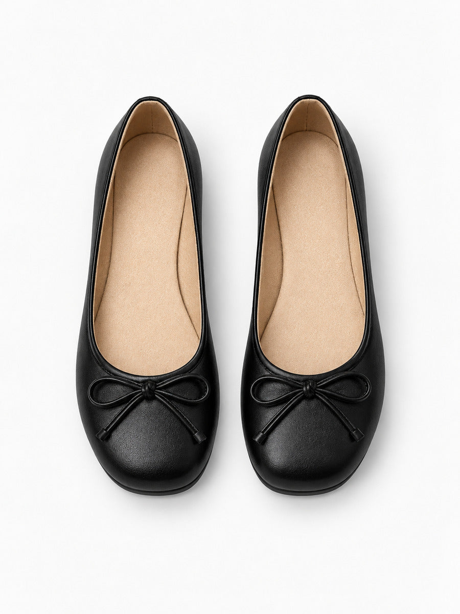 Noa-Rose – Babies en cuir à nœud papillon doux femme – Noir — dessus