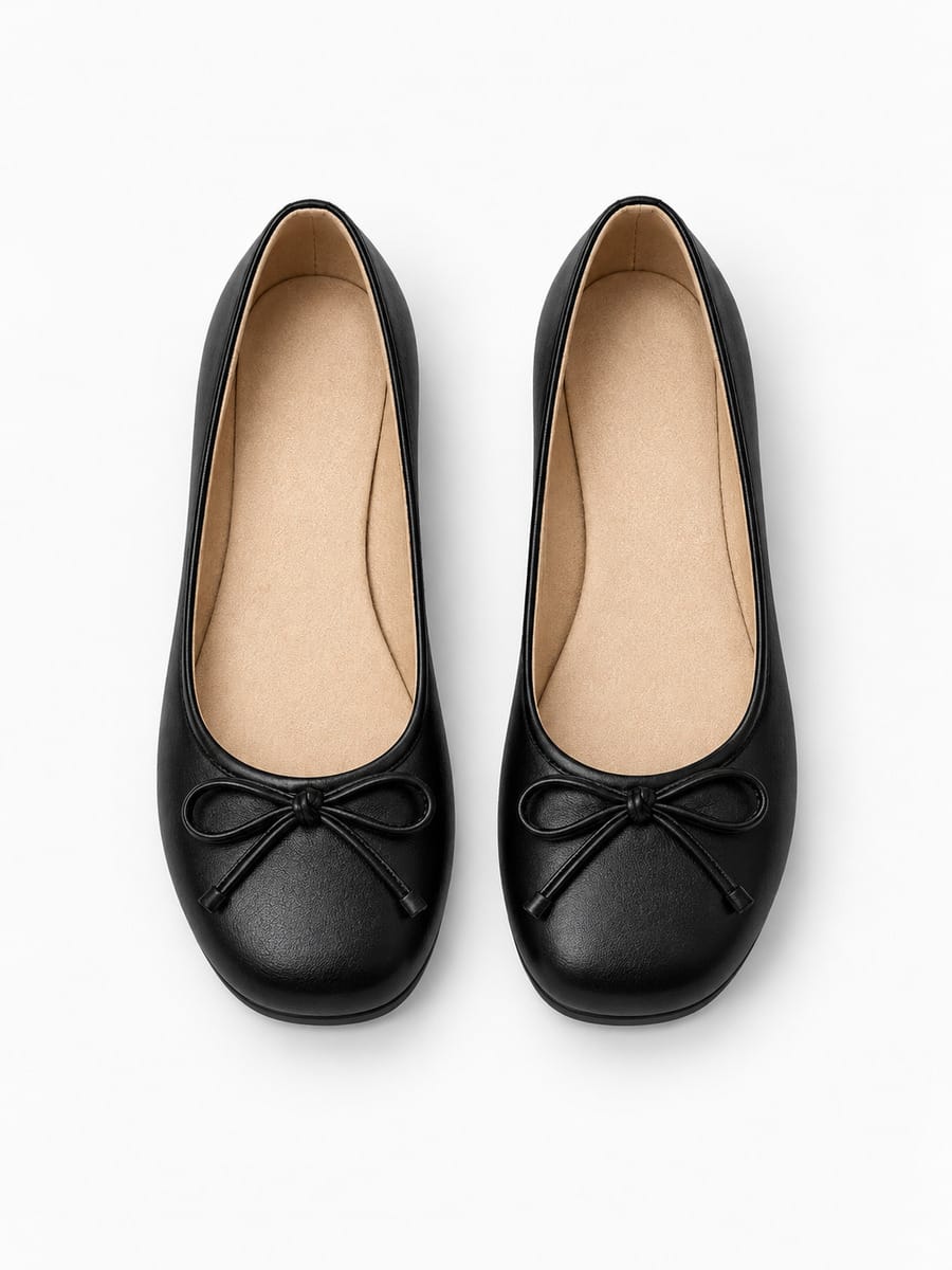 Noa-Rose – Babies en cuir à nœud papillon doux femme – Noir — dessus