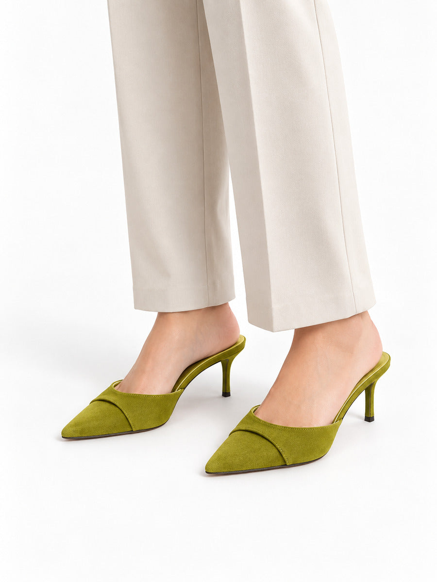 Olivia-Marie – Mule de mariage à talon fin femme – Vert — portée