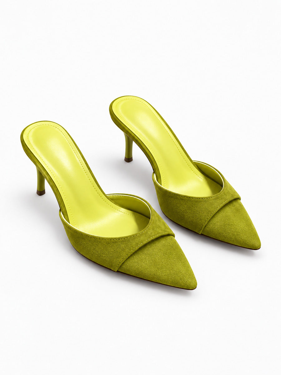 Olivia-Marie – Mule de mariage à talon fin femme – Vert — trois quarts