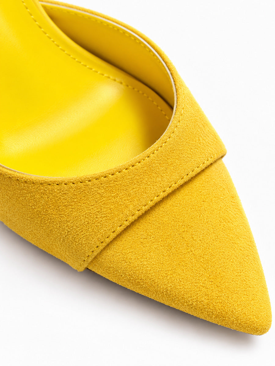 Olivia-Marie – Mule de mariage à talon fin femme – Jaune — détail