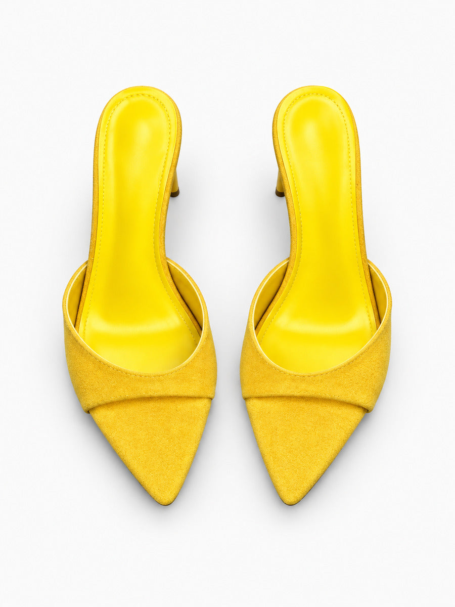 Olivia-Marie – Mule de mariage à talon fin femme – Jaune — dessus