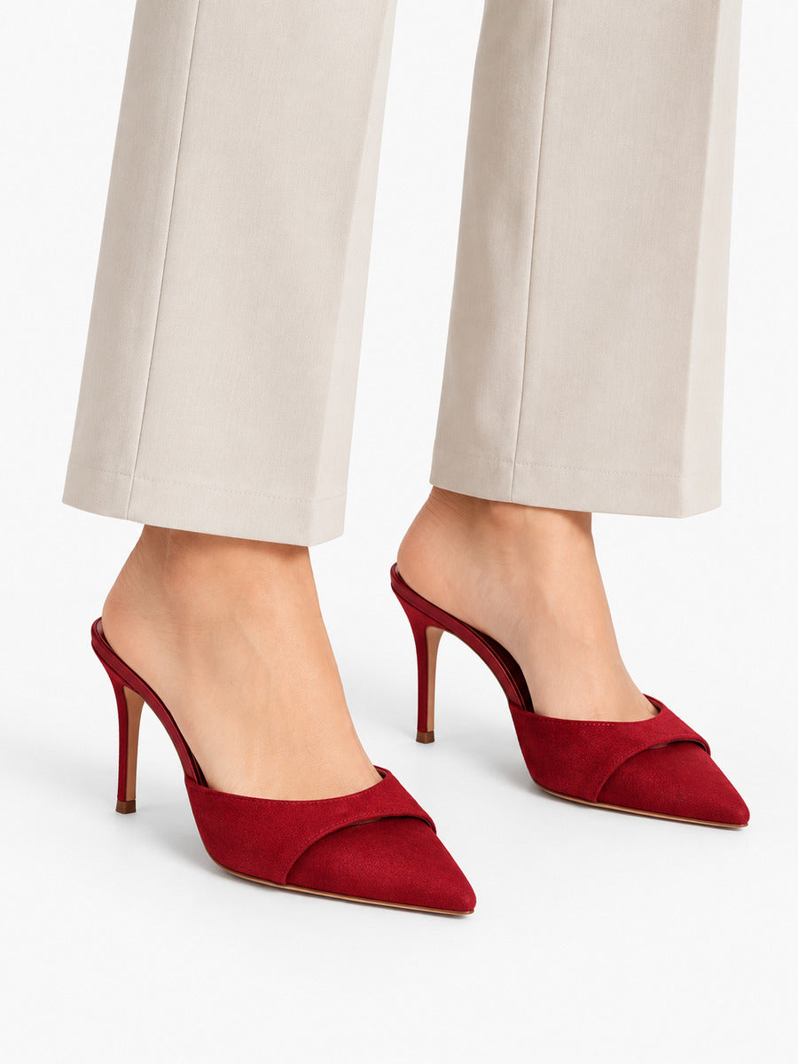 Olivia-Marie – Mule de mariage à talon fin femme – Rouge — portée