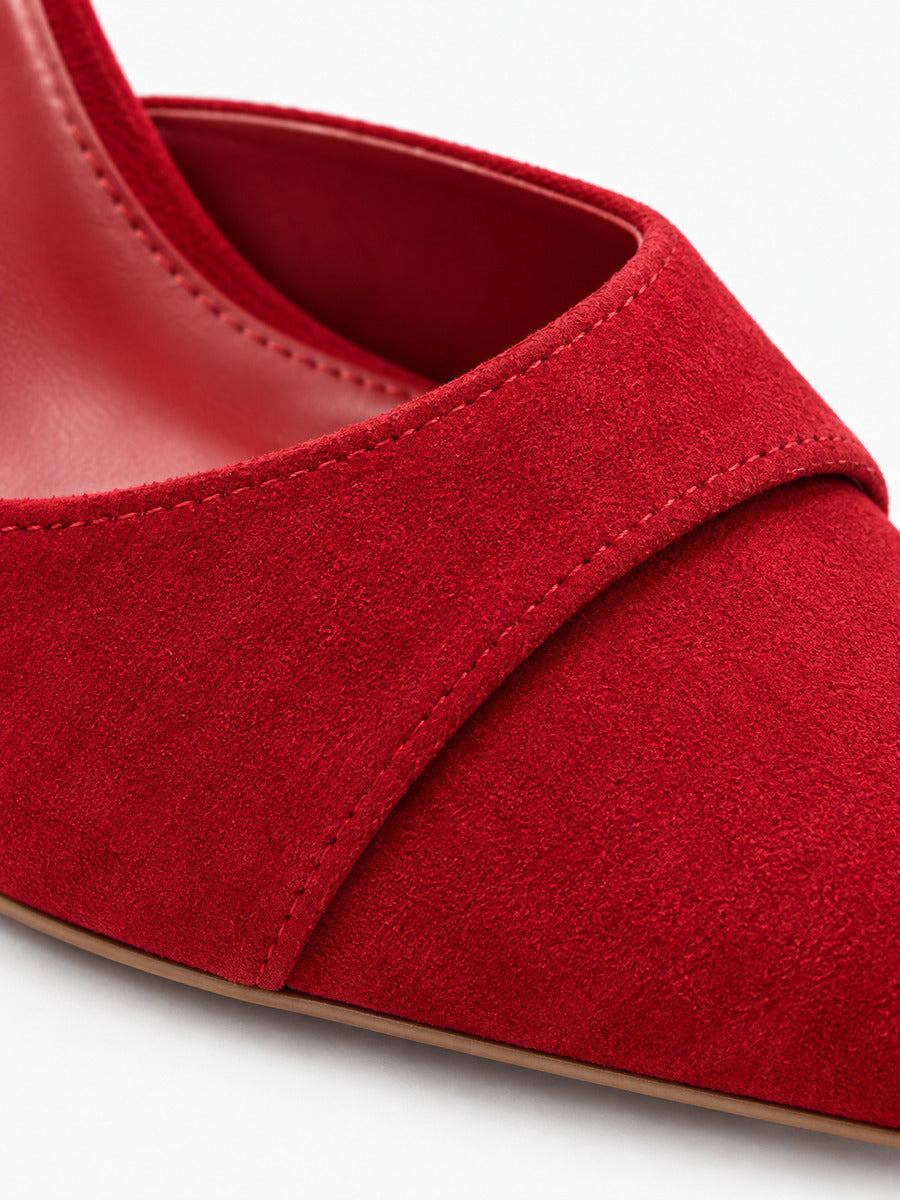 Olivia-Marie – Mule de mariage à talon fin femme – Rouge — détail