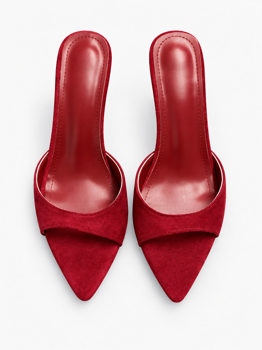 Olivia-Marie – Mule de mariage à talon fin femme – Rouge — dessus