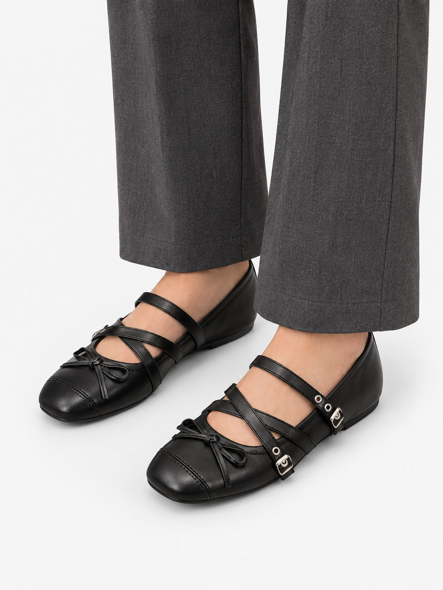 Olivia-Rose – Babies à double bride femme – Noir — portée