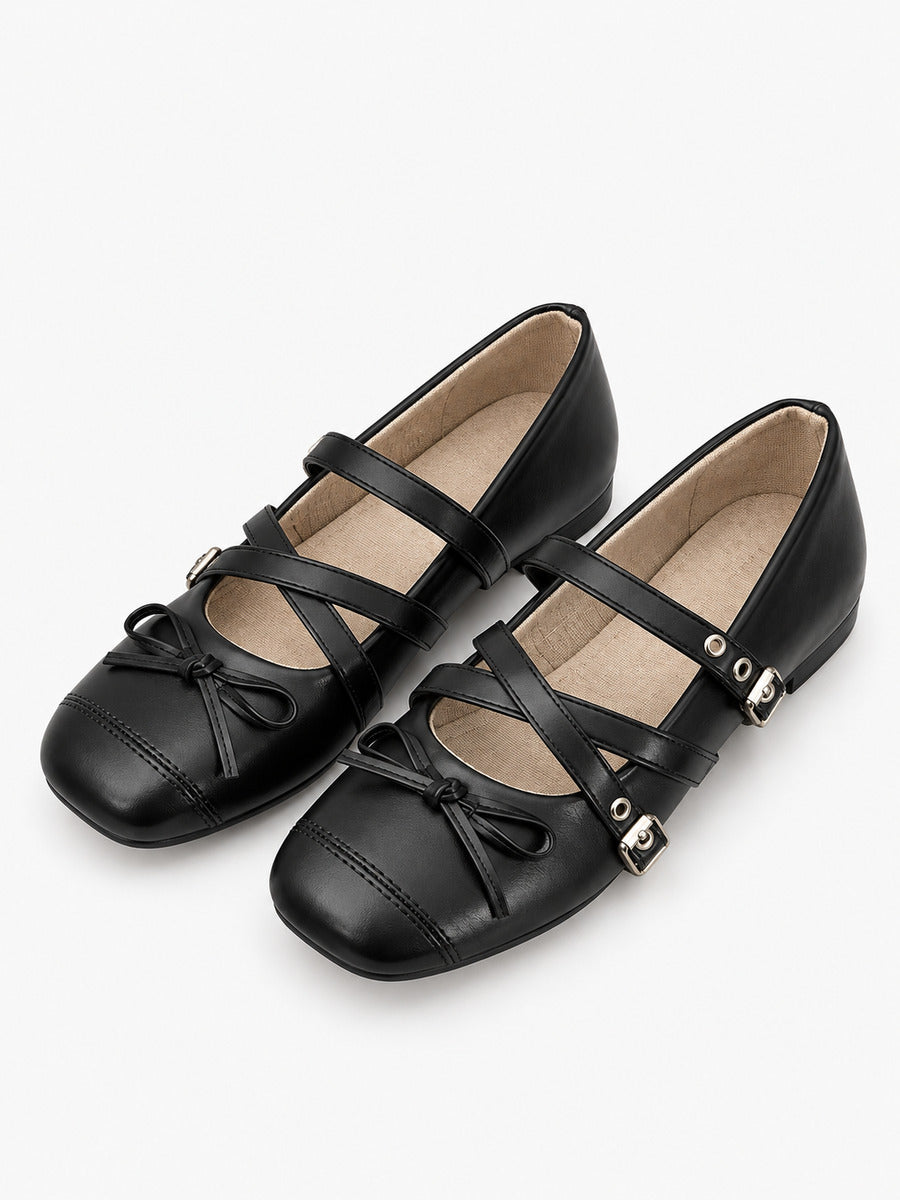 Olivia-Rose – Babies à double bride femme – Noir — trois quarts