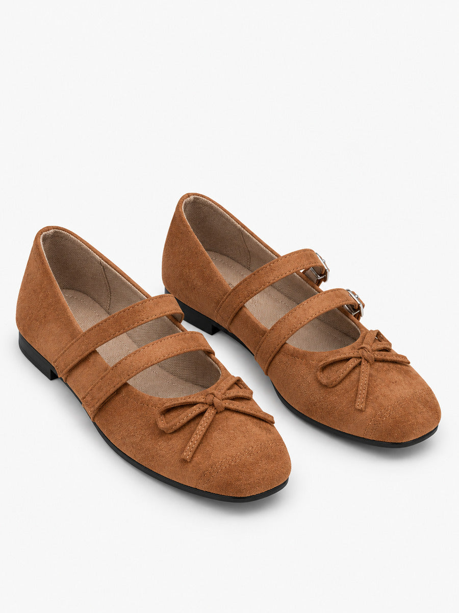 Olivia-Rose – Babies à double bride femme – Marron — trois quarts
