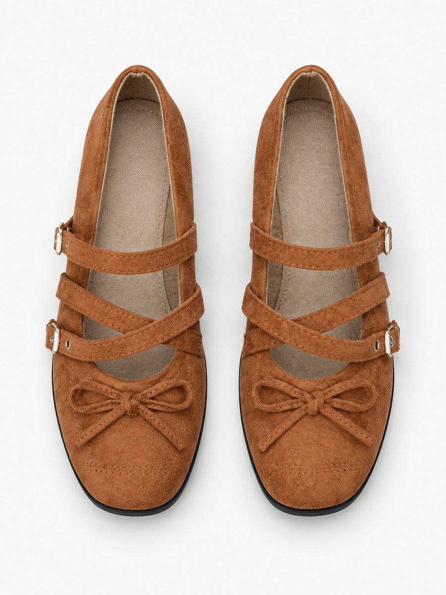 Olivia-Rose – Babies à double bride femme – Marron — dessus