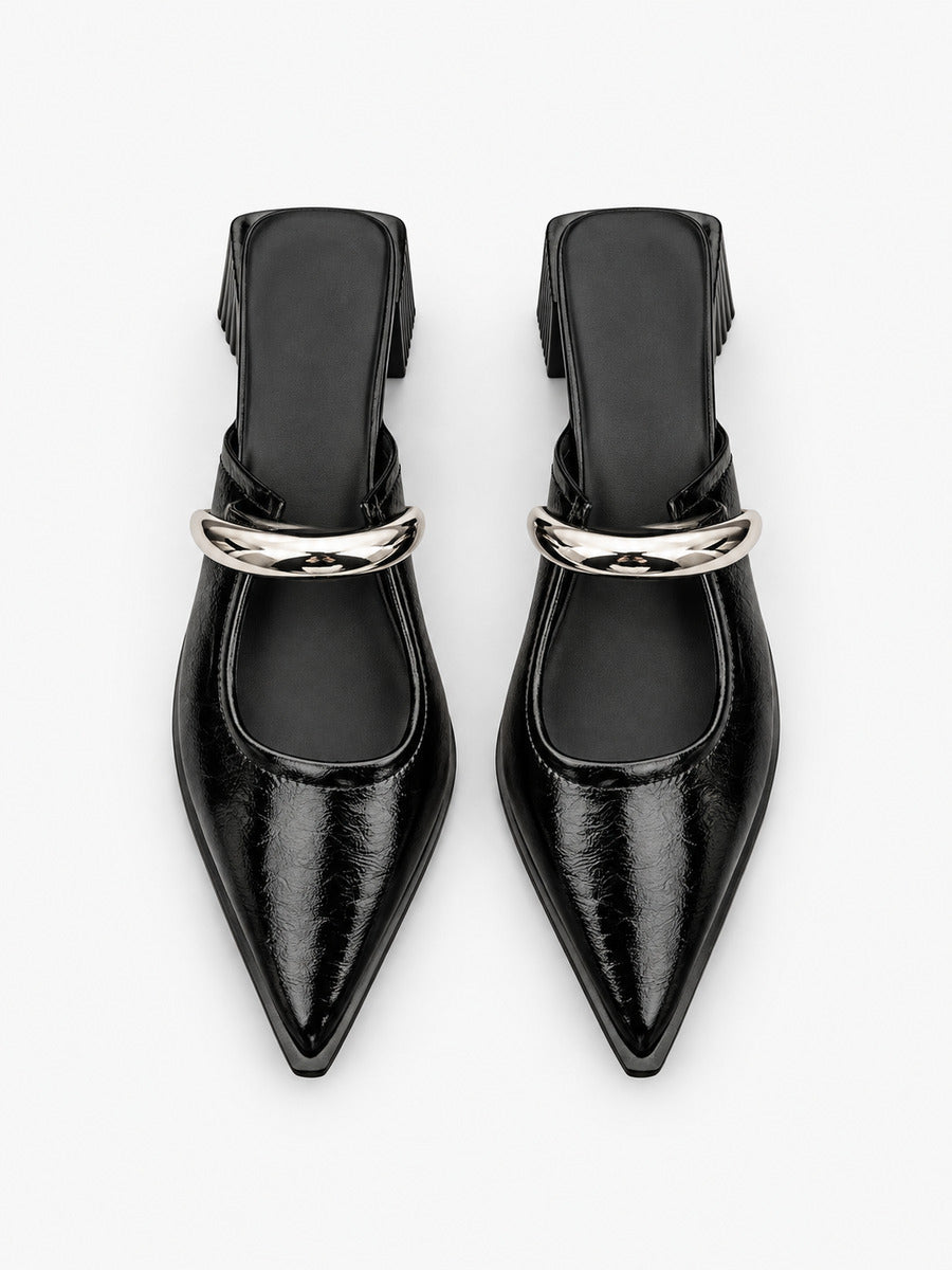 Rachel-Marie – Mule à bout fermé et détail métal femme – Noir — dessus