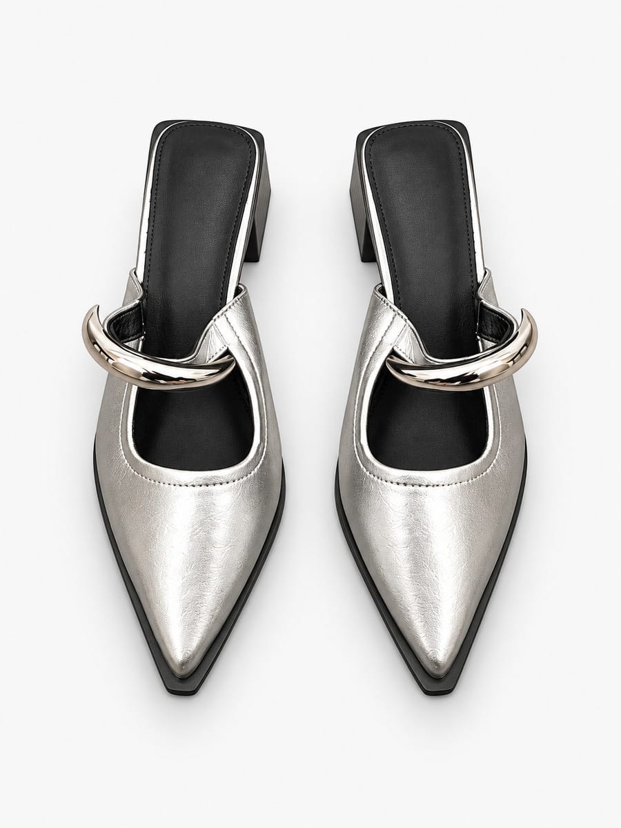 Rachel-Marie – Mule à bout fermé et détail métal femme – Argent — dessus