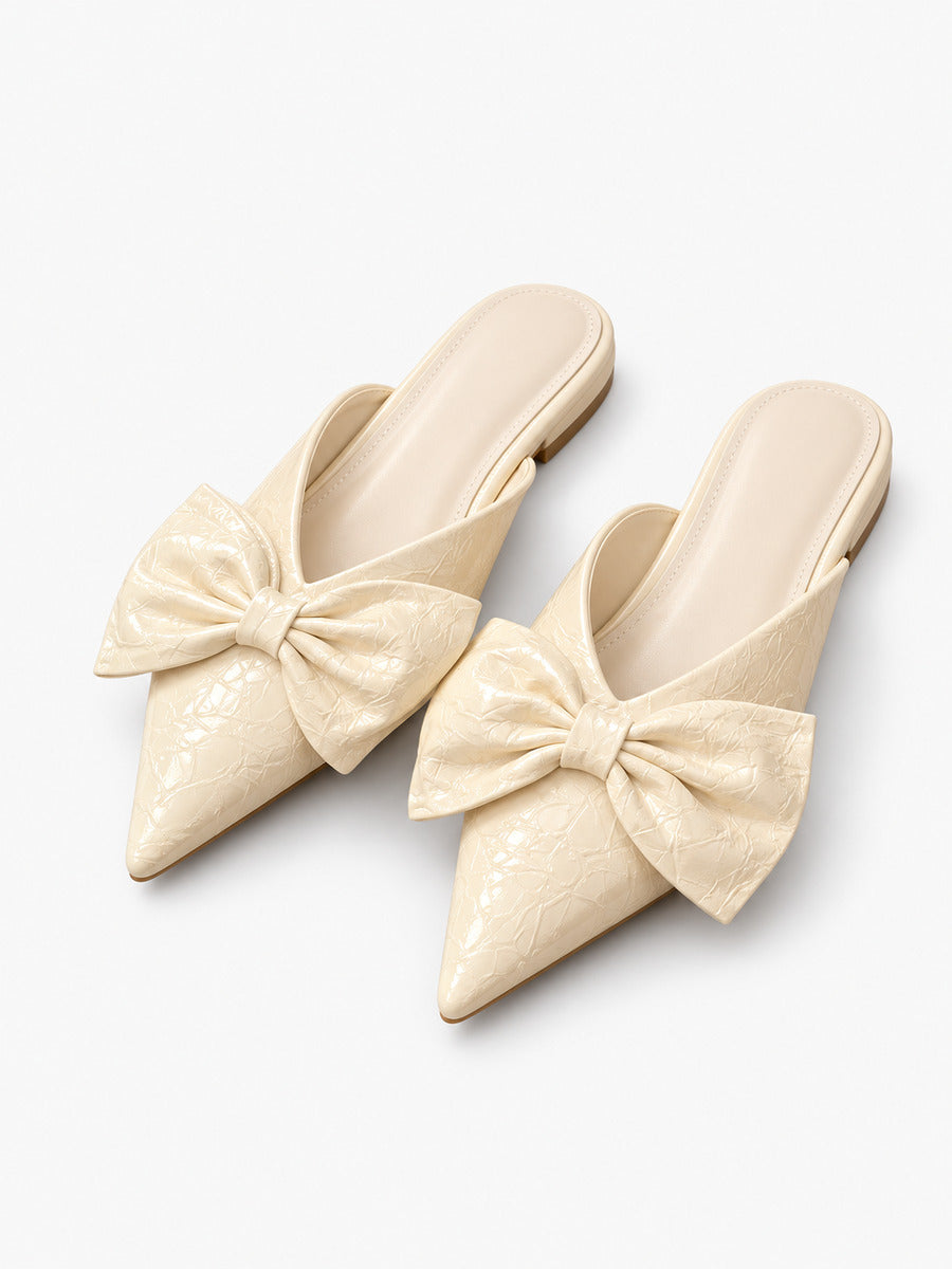 Rachel-Rose – Mule en cuir souple à nœud femme – Abricot — trois quarts
