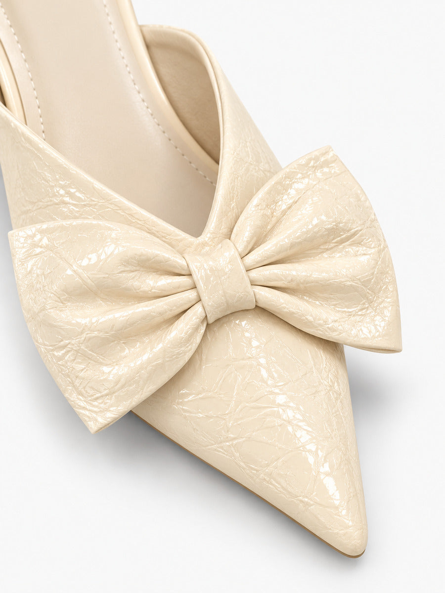 Rachel-Rose – Mule en cuir souple à nœud femme – Abricot — détail